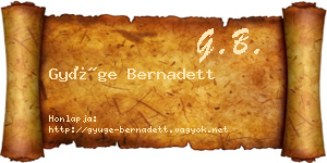 Gyüge Bernadett névjegykártya